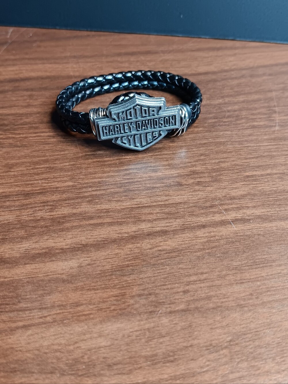 Ginger Snaps Jewelry Black Braided Leather Bracelet w/Harley- Davidson Logo Snap